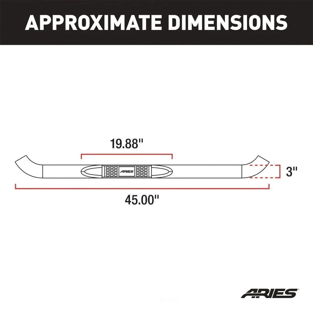 ARIES 3" Round Polished Stainless Side Bars 204036-2 fits Chevrolet / GMC C / K - Additional View 6