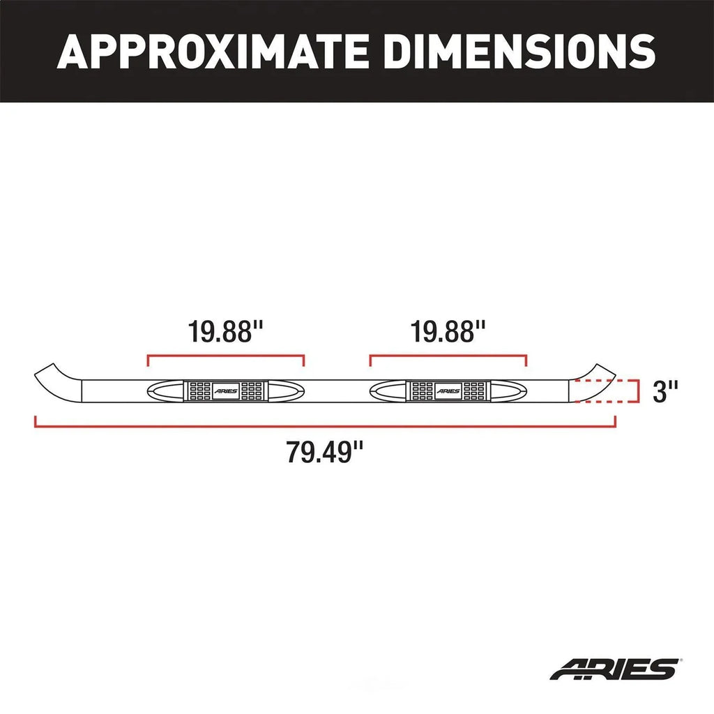 ARIES 3" Round Polished Stainless Side Bars 204039-2 fits Chevrolet Suburban - Additional View 6