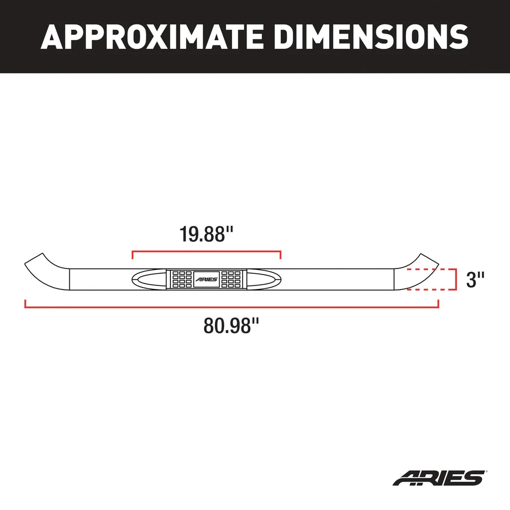 ARIES 3" Round Polished Stainless Side Bars 204041-2 fits Chevrolet C / Chevrolet K / GMC C / GMC K