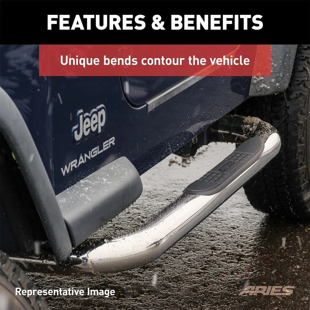 ARIES 3" Round Polished Stainless Side Bars 204044-2 fits GMC Blazer K5 - Additional View 9