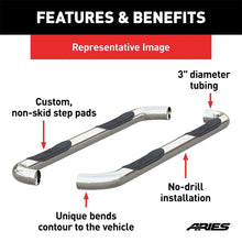 Load image into Gallery viewer, ARIES 3" Round Polished Stainless Side Bars 204076-2 fits Hummer H3 - Additional View 8