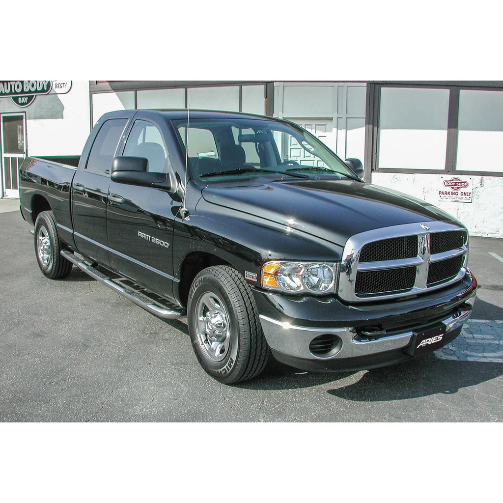 ARIES 3" Round Polished Stainless Side Bars 205008-2 fits Dodge Ram 1500 / Ram 2500 / Ram 3500 - Side View