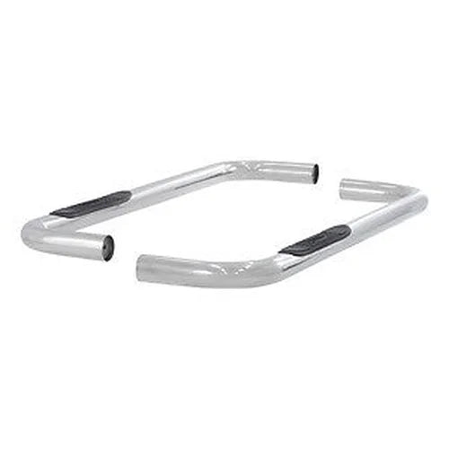 ARIES - 3" Round Polished Stainless Side Bars, Select C, K 204040-2 fits Chevrolet C, K / GMC C, K - Back View