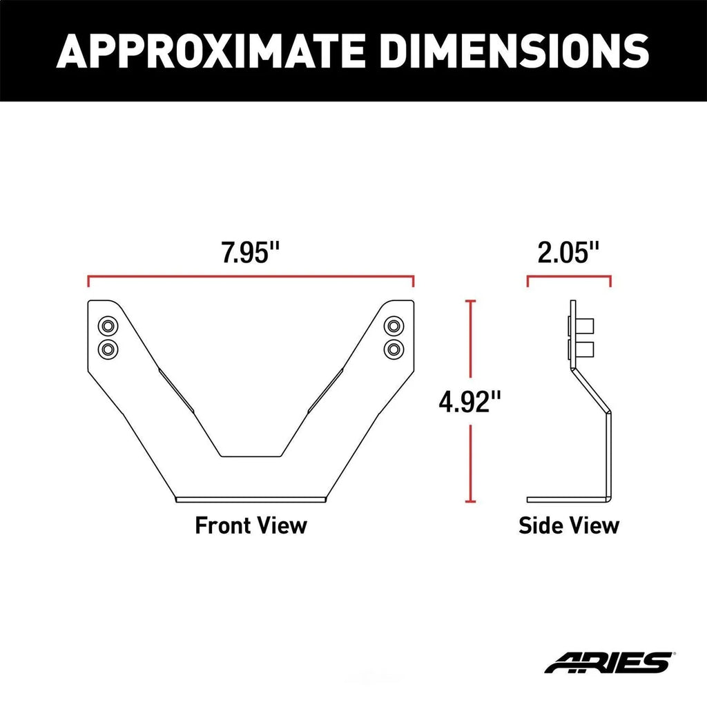 ARIES 35-0000 3-Inch Bull Bar License Plate Bracket 35-0000 - Side View