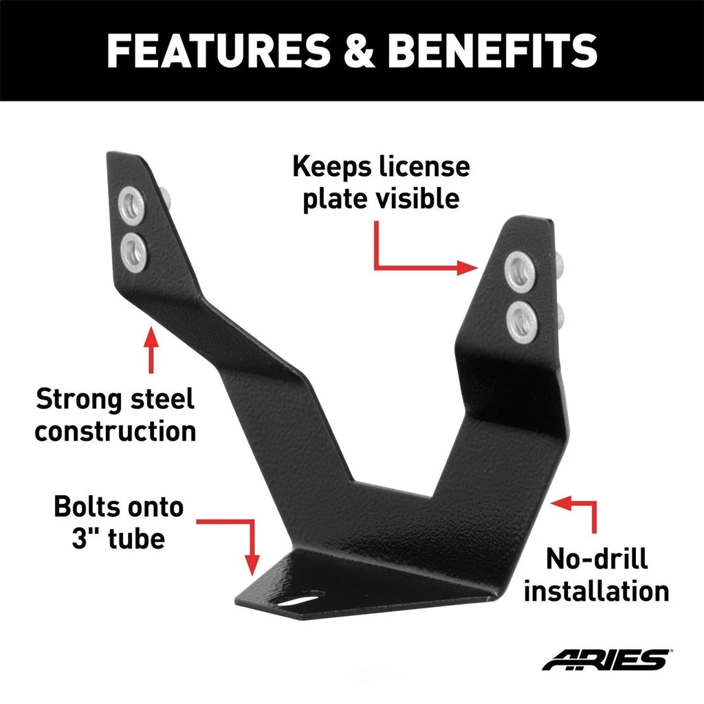 ARIES 35-0000 3-Inch Bull Bar License Plate Bracket 35-0000 - Back View