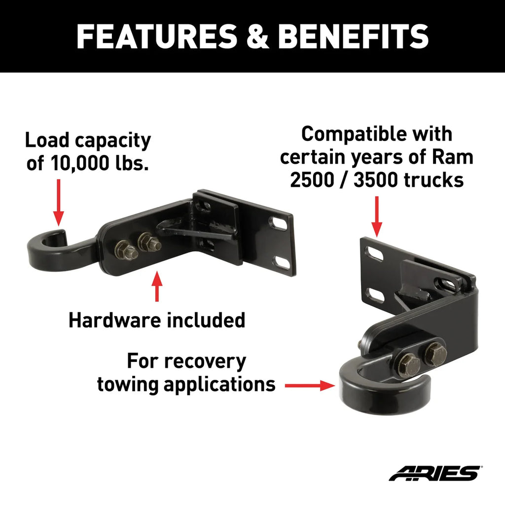 ARIES 35-5TOW Truck Bull Bar Tow Hooks 35-5TOW fits Dodge Ram 2500 / 3500 - Side View