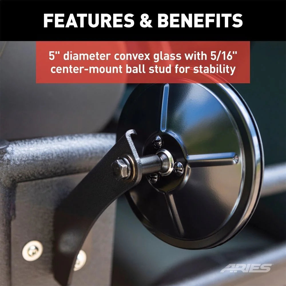 ARIES 3500300 Offroad Half Tube Door Mirrors, 2-Pack 3500300 fits Jeep Wrangler / Gladiator - Additional View 7