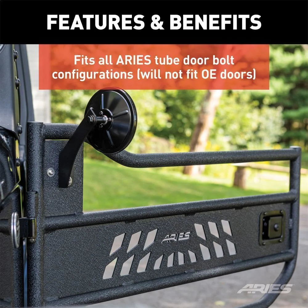 ARIES 3500300 Offroad Half Tube Door Mirrors, 2-Pack 3500300 fits Jeep Wrangler / Gladiator - Additional View 8