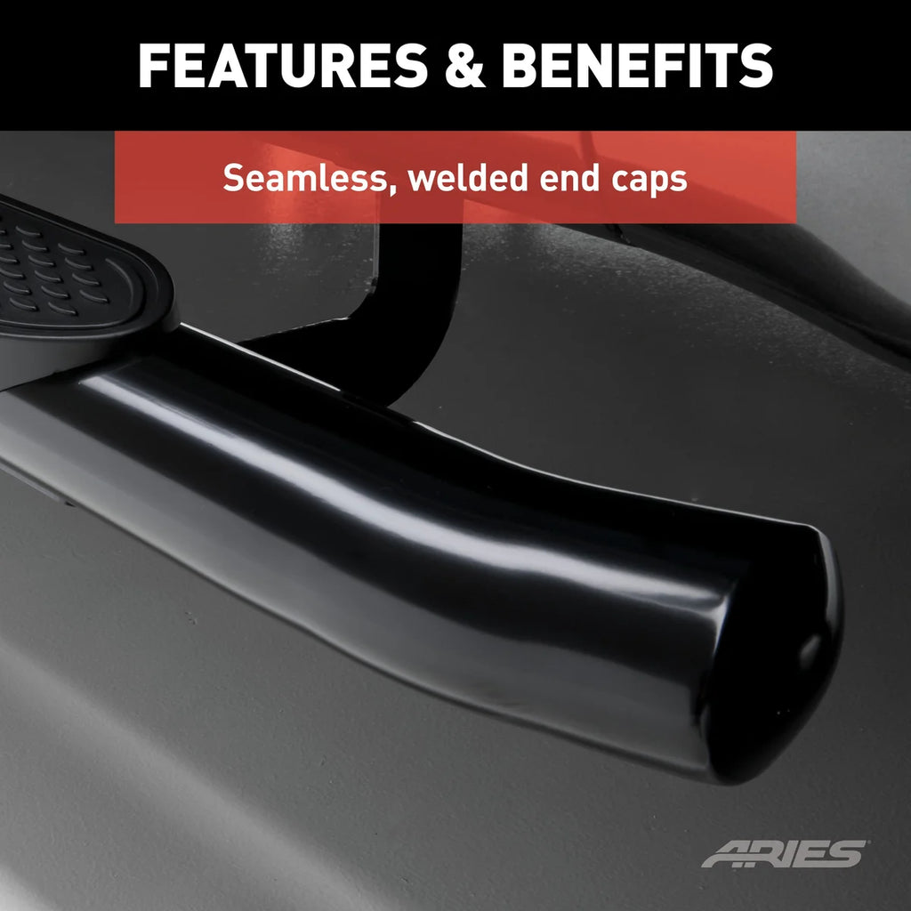 ARIES 4" Black Steel Oval Side Bars S225041 fits Dodge Ram 1500 / Ram 2500 / Ram 3500
