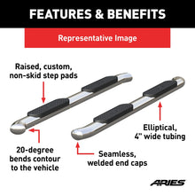 Load image into Gallery viewer, ARIES 4" Polished Stainless Oval Side Bars S223039-2 fits Ford F-150 - Main Product View