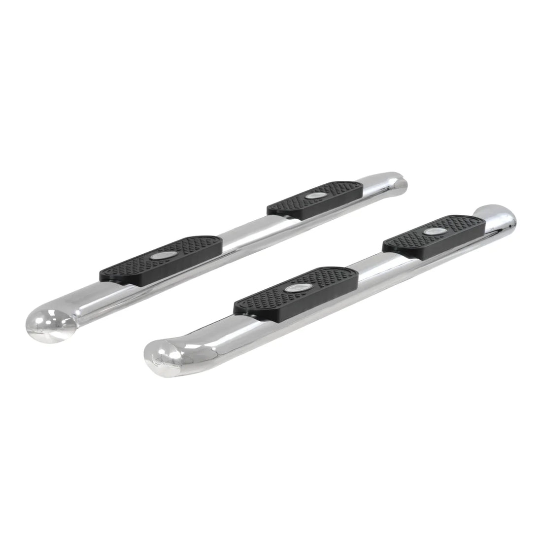 ARIES 4" Polished Stainless Oval Side Bars S223044-2 fits Ford F150 / F250 / F350 / F450 / F550 - Back View