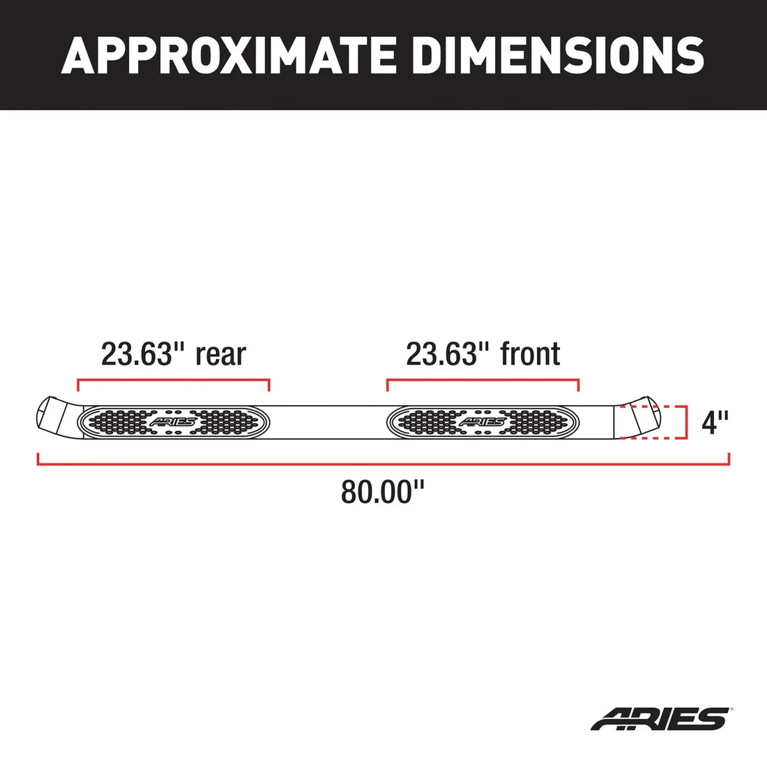ARIES 4" Polished Stainless Oval Side Bars S223044-2 fits Ford F150 / F250 / F350 / F450 / F550 - Installation View