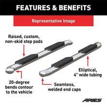 Load image into Gallery viewer, ARIES 4" Polished Stainless Oval Side Bars S224013-2 fits 2001-2014 Chevrolet / GMC - Additional View 5