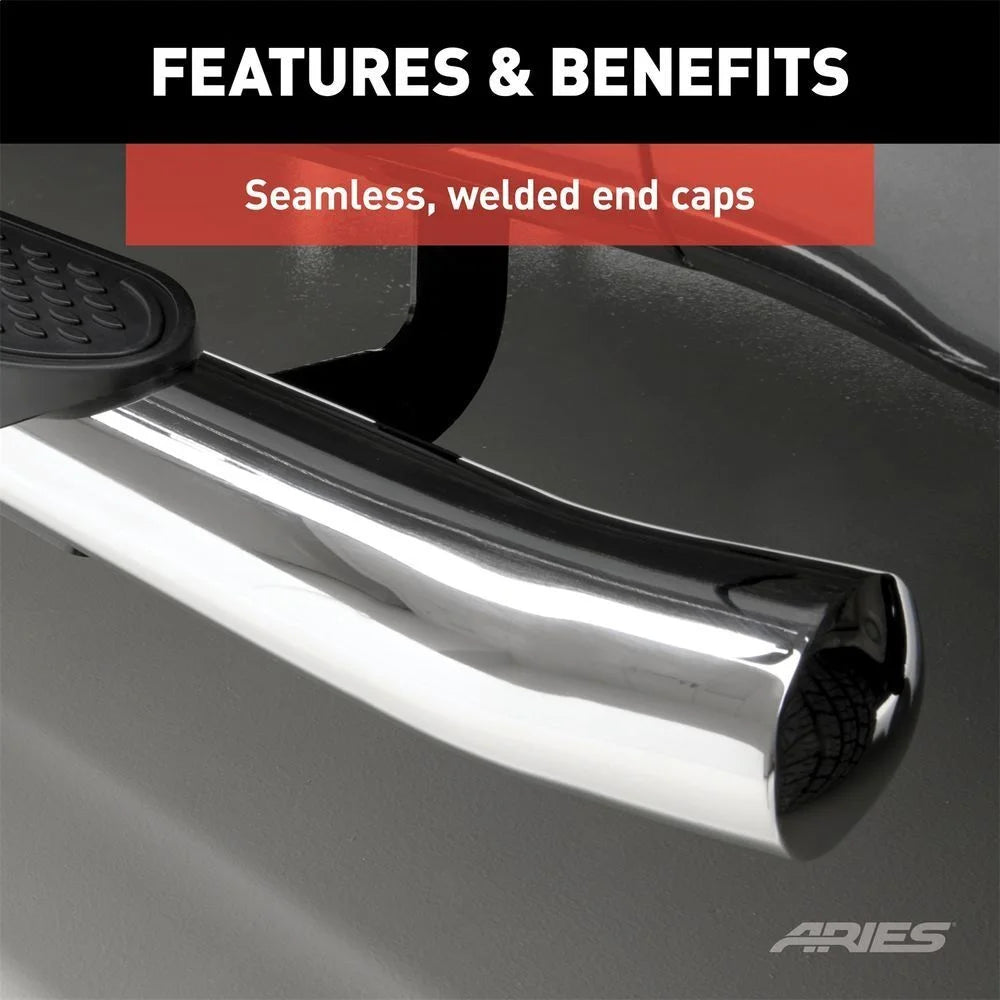 ARIES 4" Polished Stainless Oval Side Bars S224053-2 fits Silverado / Sierra 1500 / 2500 / 3500 - Additional View 7
