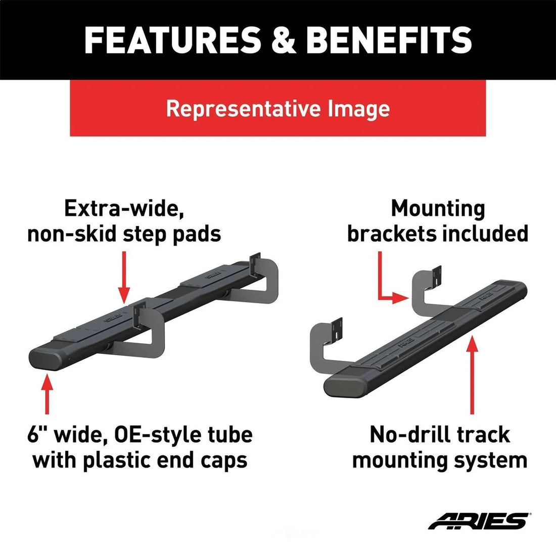 ARIES 6" x 75" Black Aluminum Oval Side Bars 4445002 fits Silverado / Tahoe / Sierra / Yukon - Installation View