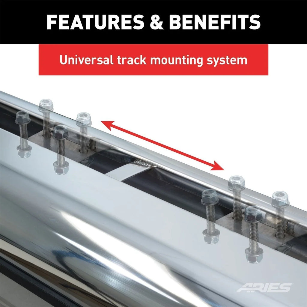 ARIES 6" x 85" Polished Stainless Oval Side Bars 4444044 fits Dodge Ram 1500 / Ram 2500 / Ram 3500 - Additional View 7
