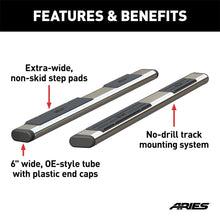 Load image into Gallery viewer, ARIES 6" x 85" Polished Stainless Oval Side Bars (No Brackets) S2885 fits 2003-2009 Dodge Ram 1500 LARAMIE / 2002 Dodge Ra...