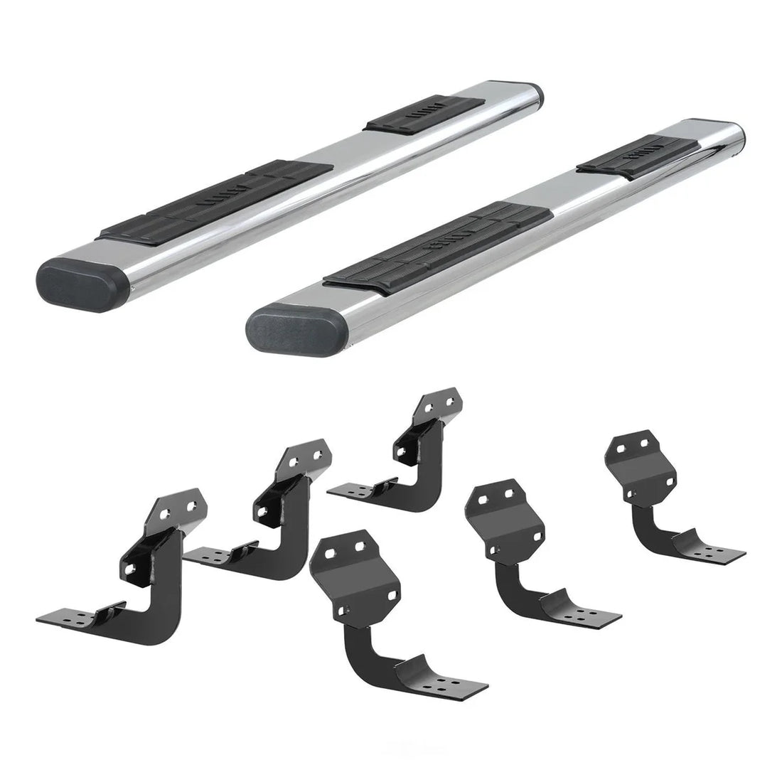ARIES 6" x 91" Polished Stainless Oval Side Bars 4444027 fits Ford F-Series - Side View