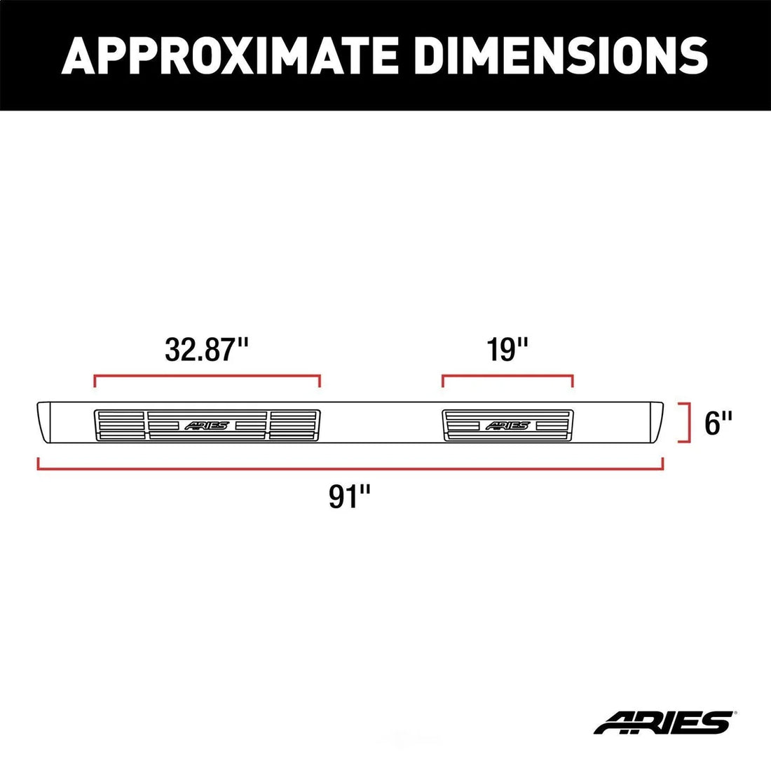 ARIES 6" x 91" Polished Stainless Oval Side Bars 4444027 fits Ford F-Series - Back View