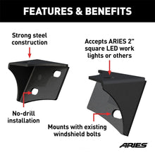 Load image into Gallery viewer, ARIES AR15800 Windshield Light Brackets, LEDs Sold Separately AR15800 fits 2007-2017 Jeep Wrangler JK - Additional View 6