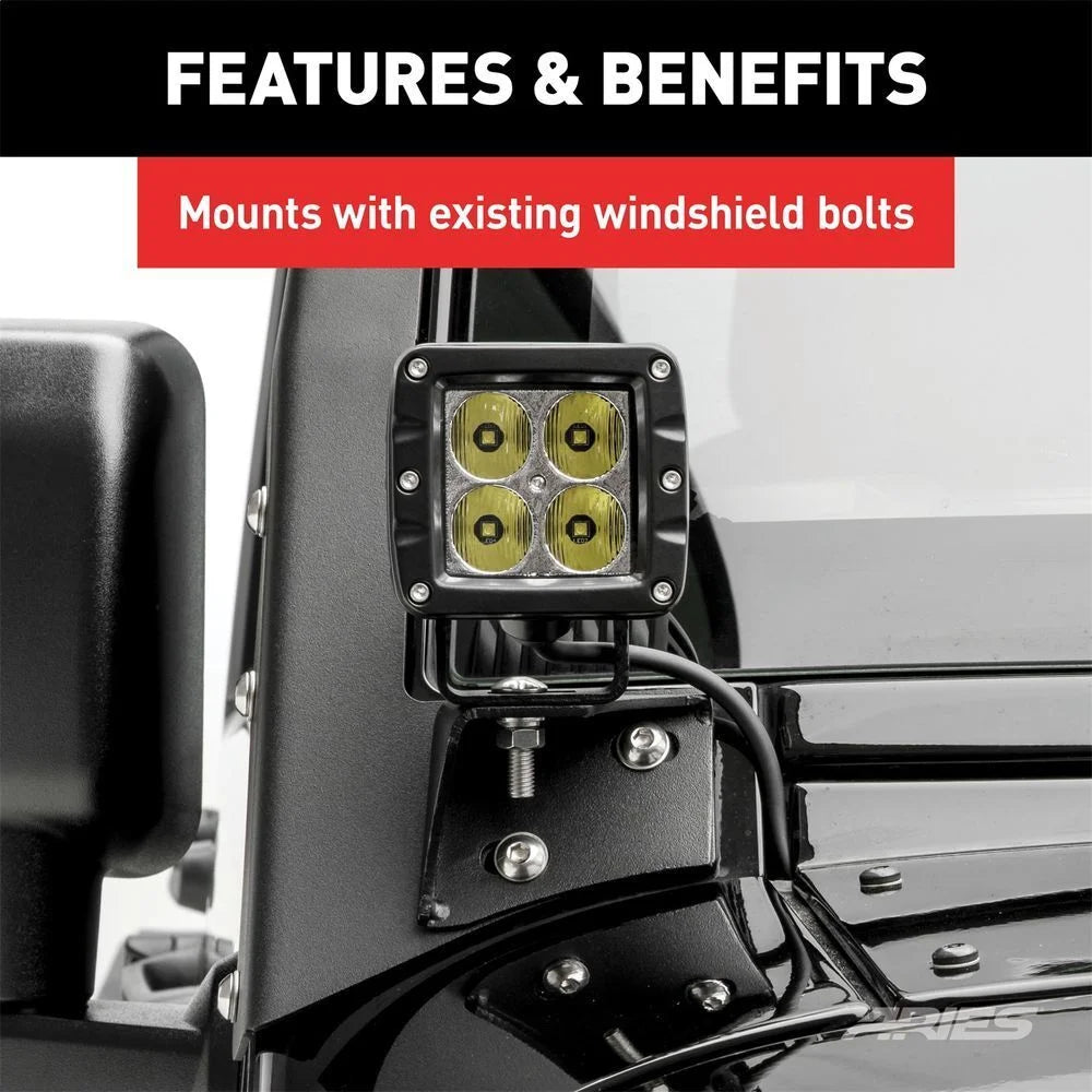 ARIES AR15800 Windshield Light Brackets, LEDs Sold Separately AR15800 fits 2007-2017 Jeep Wrangler JK - Additional View 8