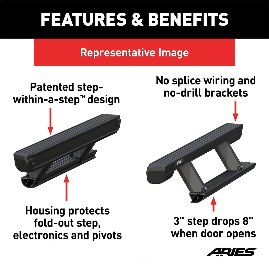 ARIES ActionTrac 69.6" Powered Running Boards 3048103 fits Chevrolet Tahoe - Installation View