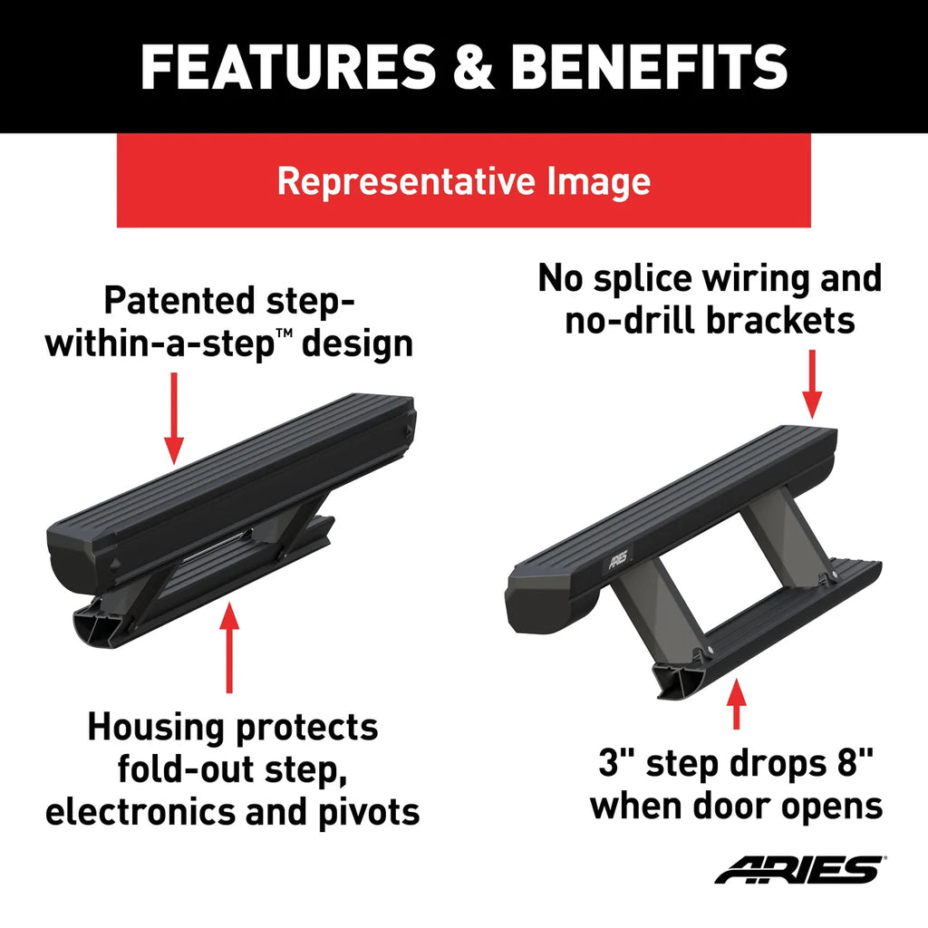 ARIES ActionTrac 83.6" Powered Running Boards (No Brackets) 3025179