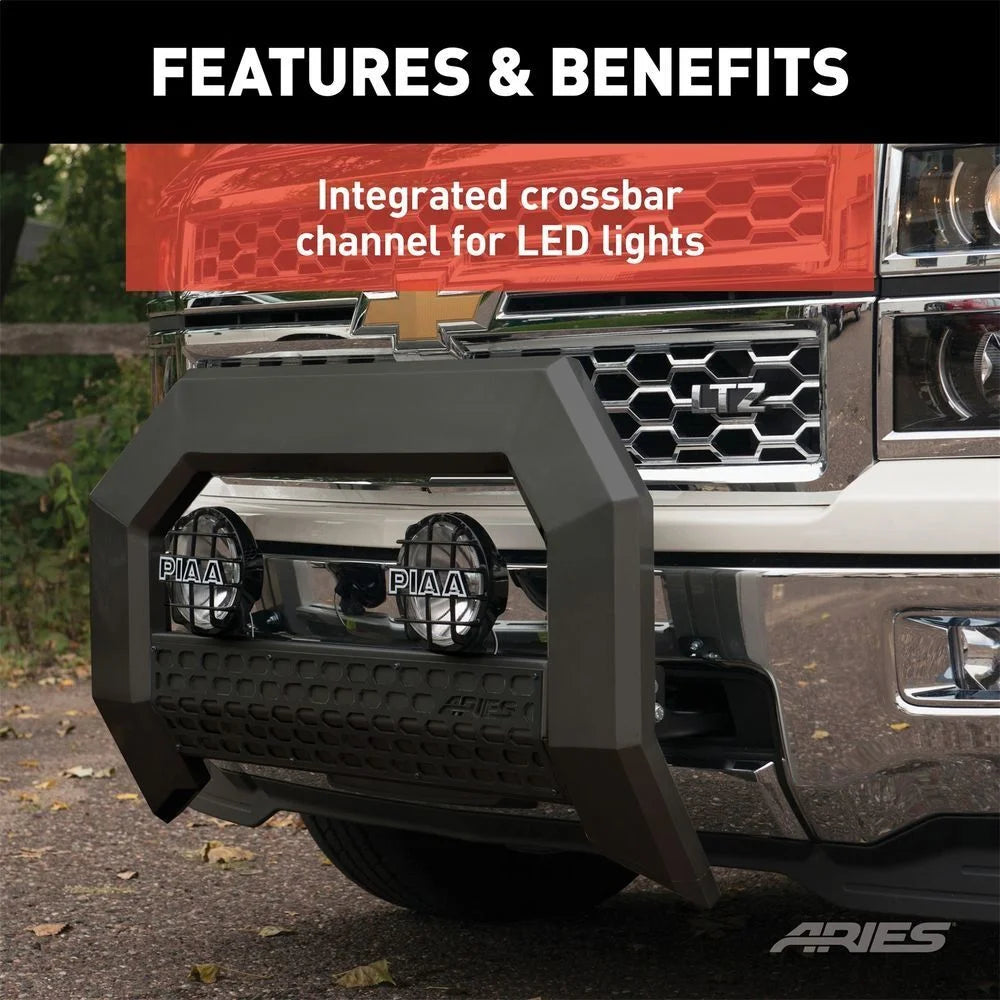 ARIES AdvantEDGE 5-1/2" Black Aluminum Bull Bar 2164003 fits Chevrolet Silverado 2500 / Silverado 3500 / GMC Sierra 2500 /...