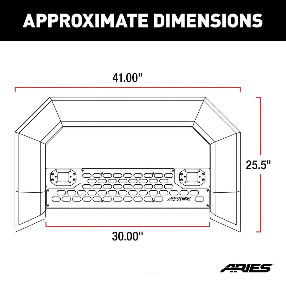 ARIES AdvantEDGE 5-1/2" Black Aluminum Bull Bar with Lights 2163102 fits 2011-2016 Ford F-250 Super Duty / 2011-2016 Ford ...