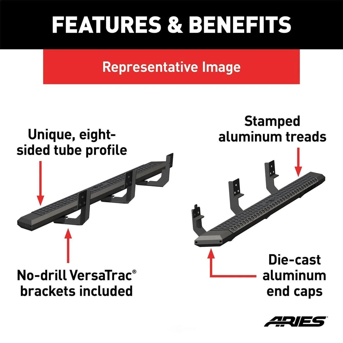 ARIES AdvantEDGE 5-1/2" x 85" Black Aluminum Side Bars 2556042 fits Nissan Titan / Xd - Additional View 7