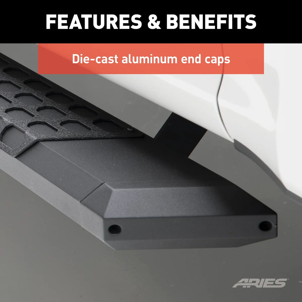 ARIES AdvantEDGE 5-1/2" x 91" Black Aluminum Side Bars 2556046 fits Silverado / Sierra - Side View
