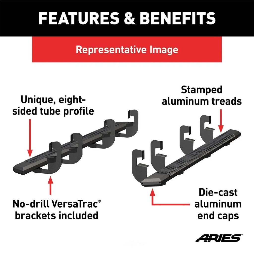 ARIES AdvantEDGE 5-1/2" x 91" Black Aluminum Side Bars 2556026 fits Ram 2500 - Installation View