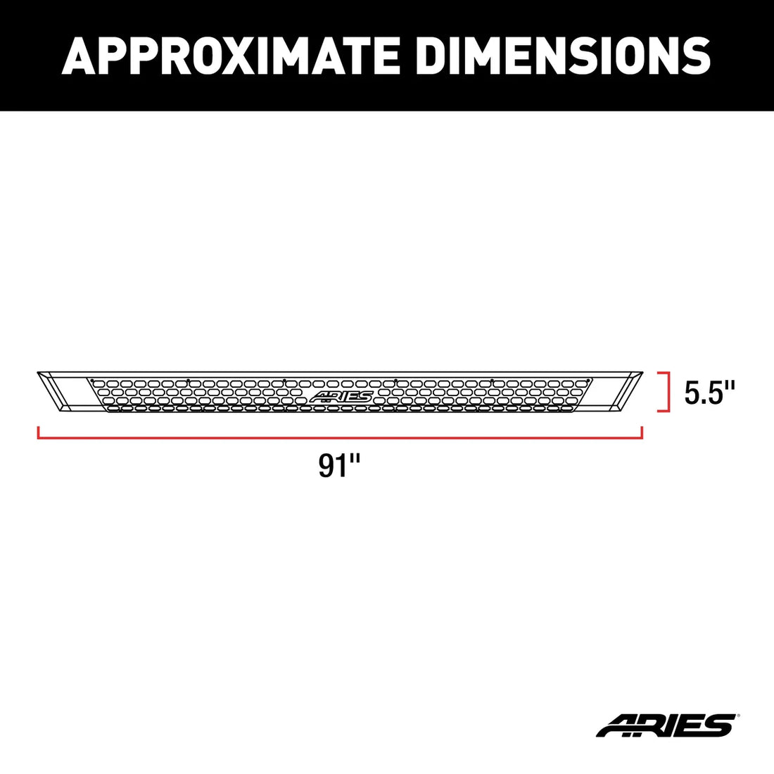 ARIES AdvantEDGE 5-1/2" x 91" Chrome Aluminum Side Bars 2555048 fits Ford F150 - Side View