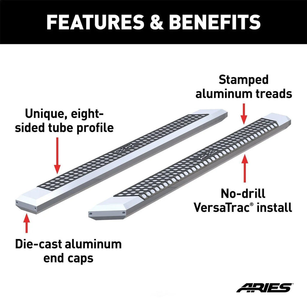 ARIES AdvantEDGE 5-1/2" x 91" Chrome Aluminum Side Bars (No Brackets) 2055891 - Additional View 6
