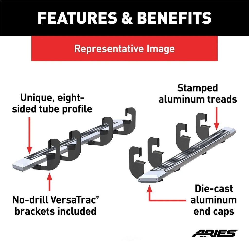 ARIES AdvantEDGE 5-1/2" x 91" Chrome Aluminum Side Bars 2555049 fits Ram 1500 CREW CAB / Ram CREW - Additional View 7
