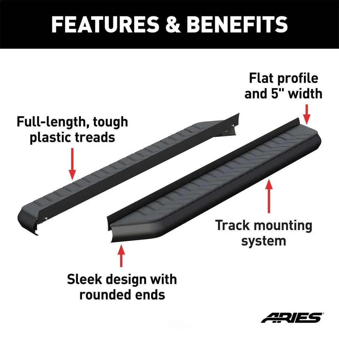 ARIES AeroTread 5" x 70" Black Stainless Running Boards (No Brackets) 2051970 fits 2016-2019 Honda Pilot Elite / 2016-2017...