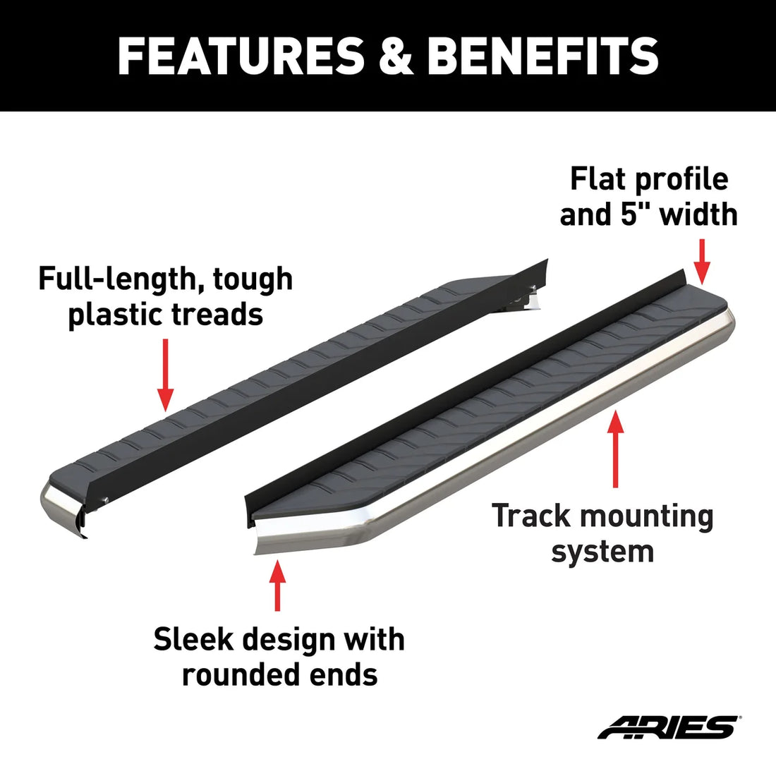 ARIES AeroTread 5" x 70" Polished Stainless Running Boards (No Brackets) 2051870 fits 2016-2019 Honda Pilot Elite / 2016-2...