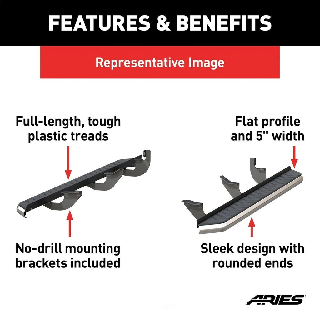 ARIES AeroTread 5" x 70" Polished Stainless Running Boards 2051025 fits Toyota 4RUNNER - Installation View