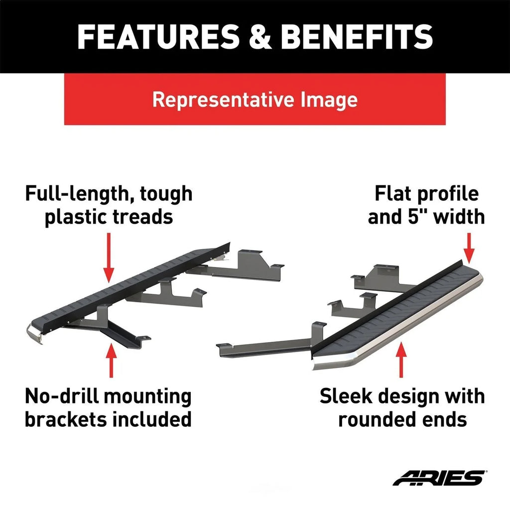 ARIES AeroTread 5" x 73" Polished Stainless Running Boards 2051038 fits Nissan Pathfinder - Installation View
