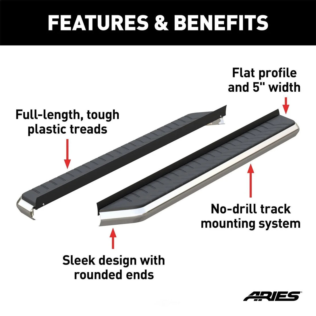 ARIES AeroTread 5" x 76" Polished Stainless Running Boards (No Brackets) 2051876 fits 2017-2018 Chevrolet Traverse Premier...
