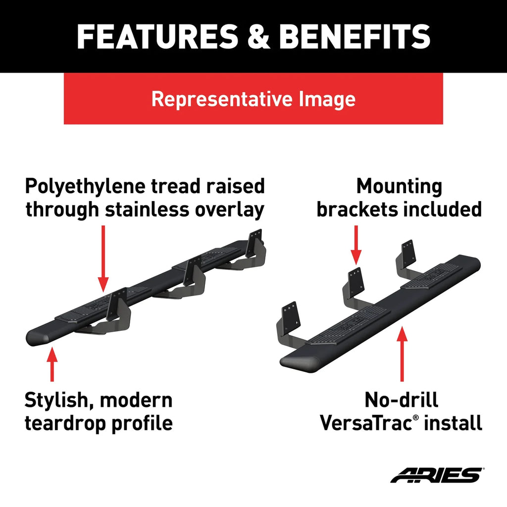ARIES AscentStep 5-1/2" x 91" Black Steel Running Boards 2558011 fits Silverado / Sierra