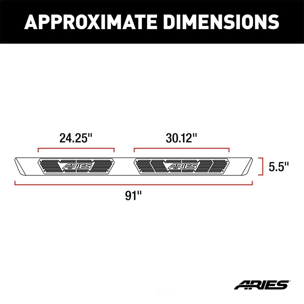 ARIES AscentStep 5-1/2" x 91" Black Steel Running Boards 2558007 fits Ram 1500 / Ram CREW - Additional View 6