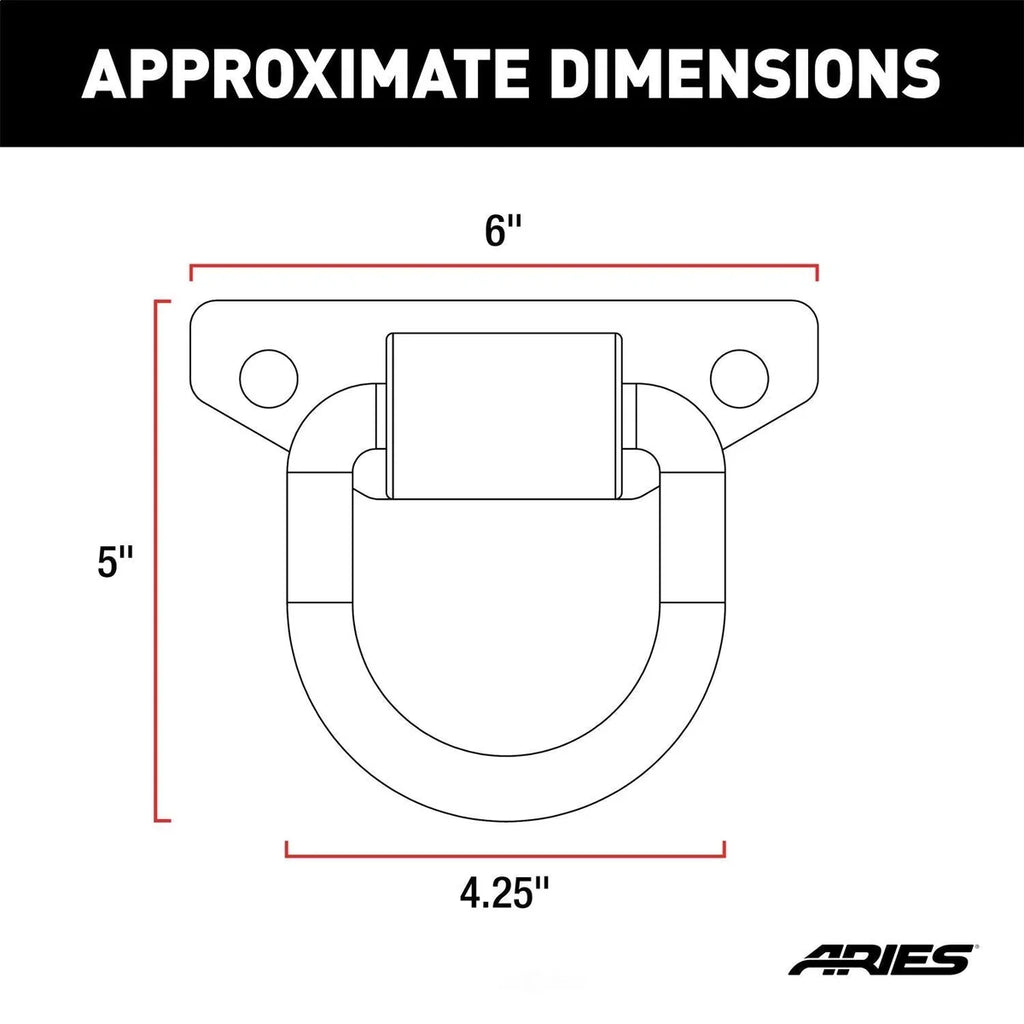 ARIES Bolt-On Anti-Rattle D-Rings (9,000 lbs, 2-Pack) 2081300 - Additional View 5