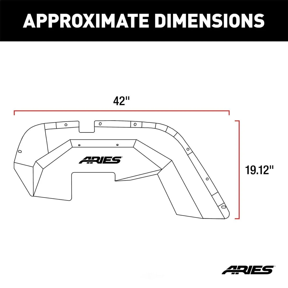 ARIES Jeep Wrangler JK Aluminum Front Inner Fender Liners 1500350 fits Jeep Wrangler - Side View