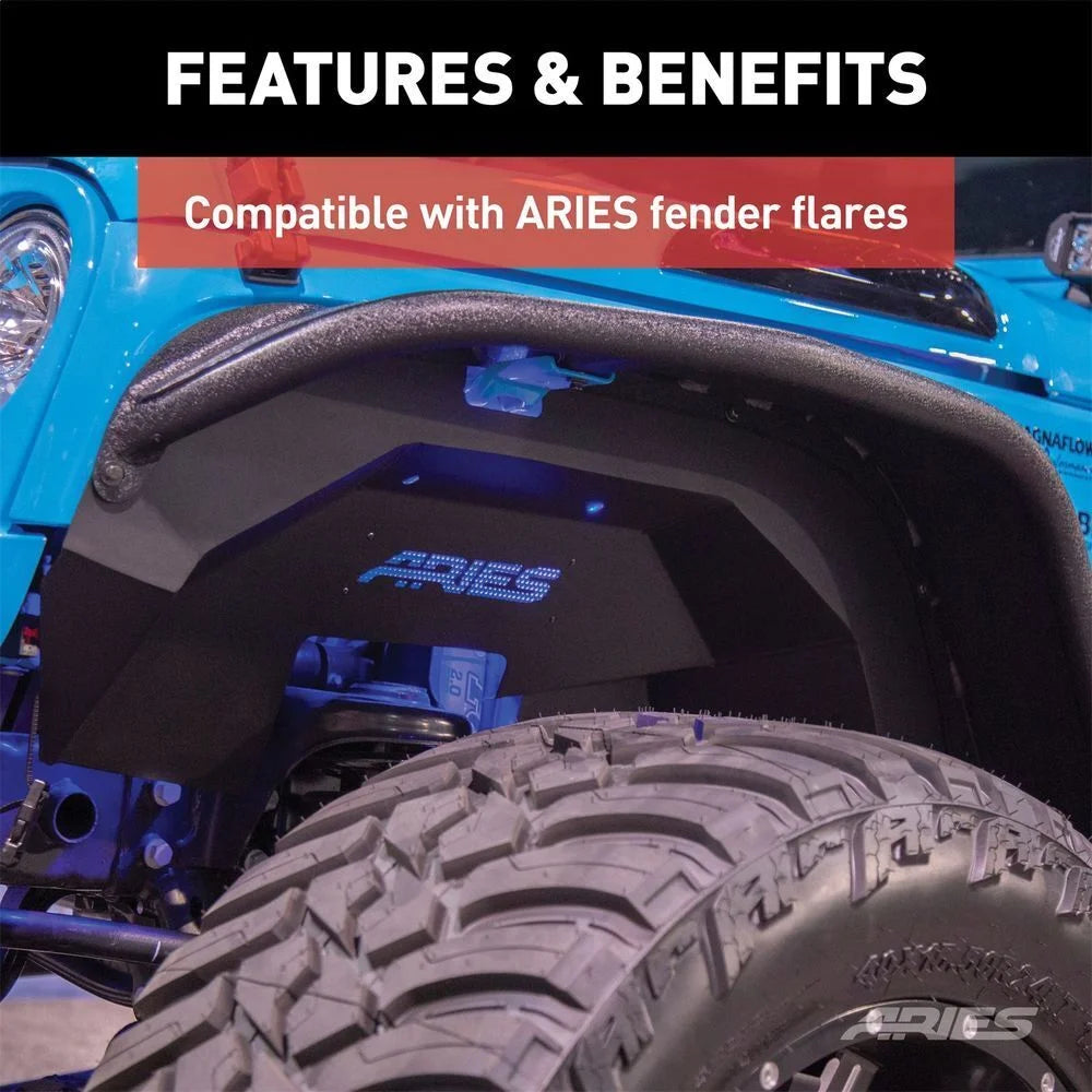 ARIES Jeep Wrangler JK Aluminum Front Inner Fender Liners 1500350 fits Jeep Wrangler - Additional View 6