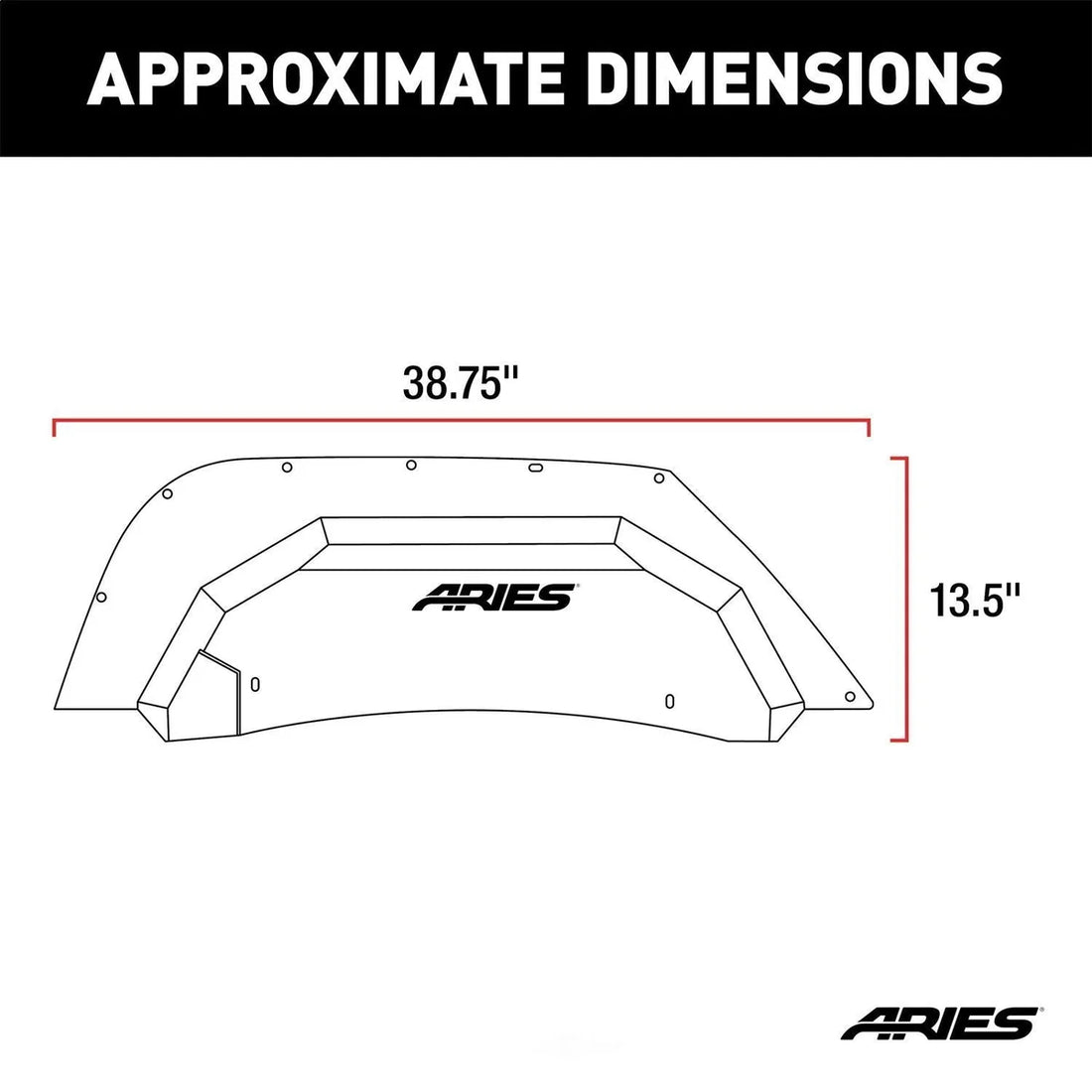 ARIES Jeep Wrangler JK Aluminum Rear Inner Fender Liners 2500350 fits Jeep Wrangler - Side View