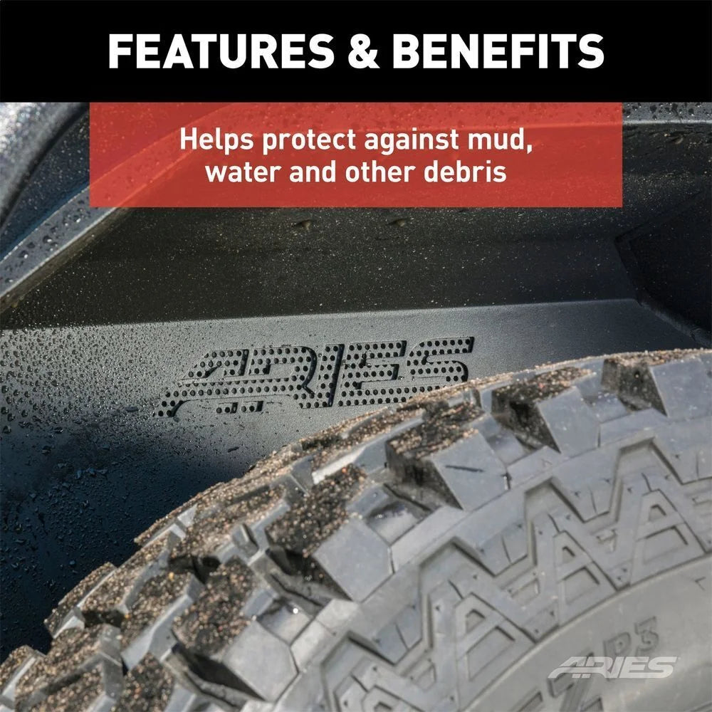 ARIES Jeep Wrangler JK Aluminum Rear Inner Fender Liners 2500350 fits Jeep Wrangler - Installation View