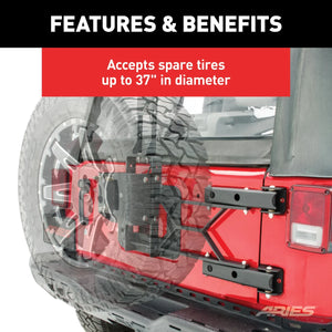 ARIES Jeep Wrangler JK Heavy-Duty Spare Tire Carrier 2563000 fits Jeep Wrangler