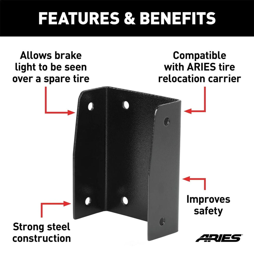 ARIES Jeep Wrangler JK Third Brake Light Extension Bracket 256TBL fits Jeep Wrangler - Back View