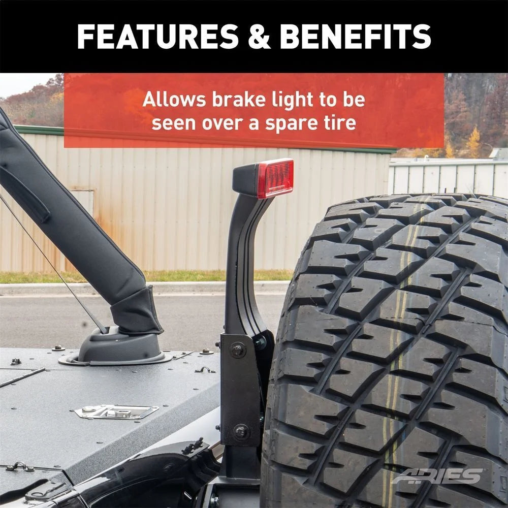 ARIES Jeep Wrangler JK Third Brake Light Extension Bracket 256TBL fits Jeep Wrangler - Installation View